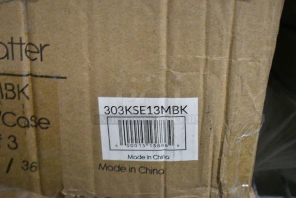 BRAND NEW Box of 12 303KSE13MBK Acopa 11 1/2" x 6 1/4" Matte Black Rectangular Stoneware Platter - Image 4 of 4