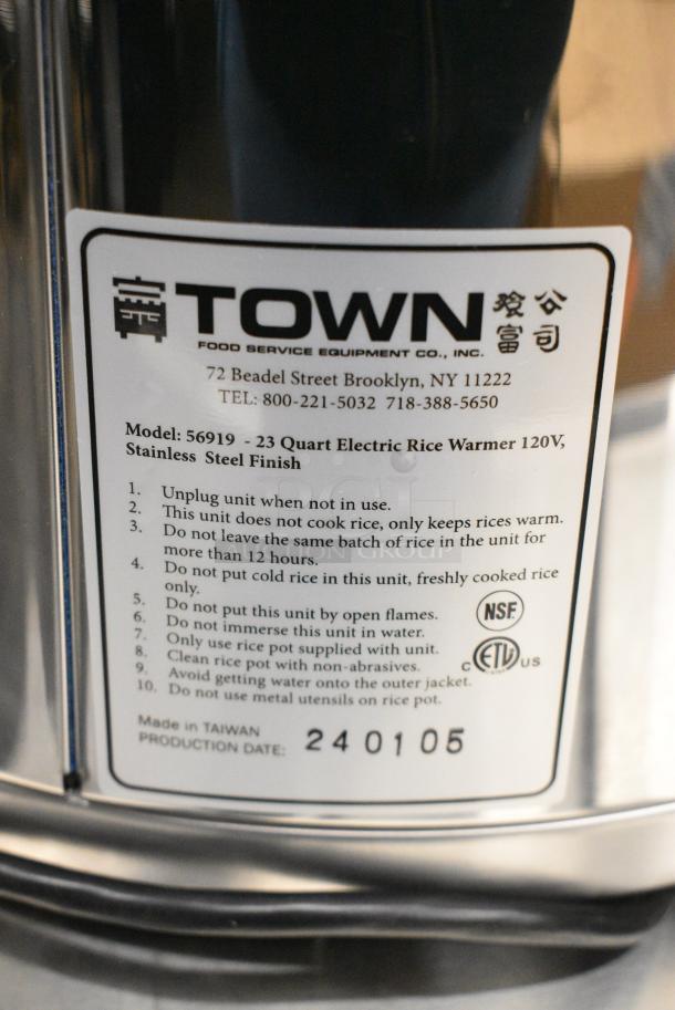 BRAND NEW SCRATCH AND DENT! Town 56919 92 Cup Commercial Rice Warmer with Stainless Steel Finish. 120 Volts, 1 Phase. - Image 6 of 6