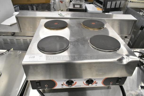 BRAND NEW SCRATCH AND DENT! 2024 Nemco 6311-4-240 Stainless Steel Commercial Countertop Electric Poweed 4 Burner Range. 240 Volts, 1 Phase. - Image 1 of 5