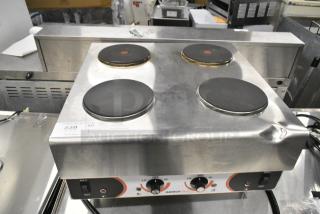 BRAND NEW SCRATCH AND DENT! 2024 Nemco 6311-4-240 Stainless Steel Commercial Countertop Electric Poweed 4 Burner Range. 240 Volts, 1 Phase.