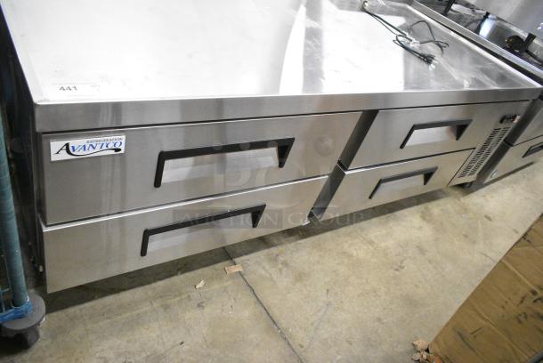 BRAND NEW SCRATCH AND DENT! 2024 Avantco 178CBE72HC Stainless Steel Commercial 4 Drawer Chef Base on Commercial Casters. 115  Volts, 1 Phase. Tested and Working! - Image 1 of 8