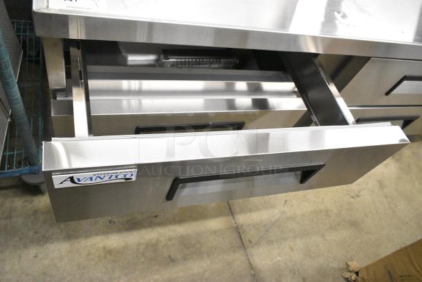 BRAND NEW SCRATCH AND DENT! 2024 Avantco 178CBE72HC Stainless Steel Commercial 4 Drawer Chef Base on Commercial Casters. 115  Volts, 1 Phase. Tested and Working! - Image 4 of 8