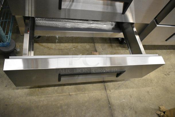 BRAND NEW SCRATCH AND DENT! 2024 Avantco 178CBE72HC Stainless Steel Commercial 4 Drawer Chef Base on Commercial Casters. 115  Volts, 1 Phase. Tested and Working! - Image 5 of 8