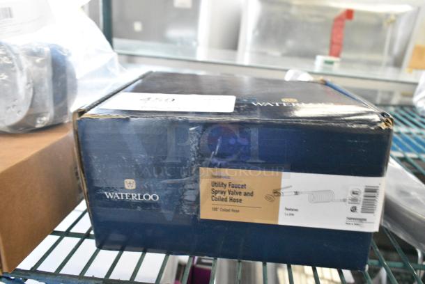 BRAND NEW SCRATCH AND DENT! 750PRSVUHOSE Waterloo Pet Grooming 2.6 GPM Angled Spray Valve with 9' Coiled Polyurethane Hose and 1/4" NPT Female Connection - Image 2 of 4