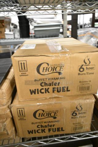 3 BRAND NEW SCRATCH AND DENT! Boxes of 24 Choice 174CWF6 6 Hour Wick Chafing Dish Fuel with Safety Twist Cap . 3 Times Your Bid!