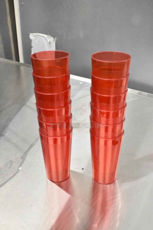 BRAND NEW! Lot of 26 Items Including 2 Metal Baking Roasting Pans, 12 Red Poly Tumblers and 12 Amber Colored 1/9 Size Drop In Bins. - Image 2 of 9
