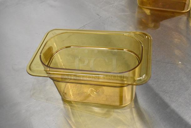 BRAND NEW! Lot of 26 Items Including 2 Metal Baking Roasting Pans, 12 Red Poly Tumblers and 12 Amber Colored 1/9 Size Drop In Bins. - Image 6 of 9