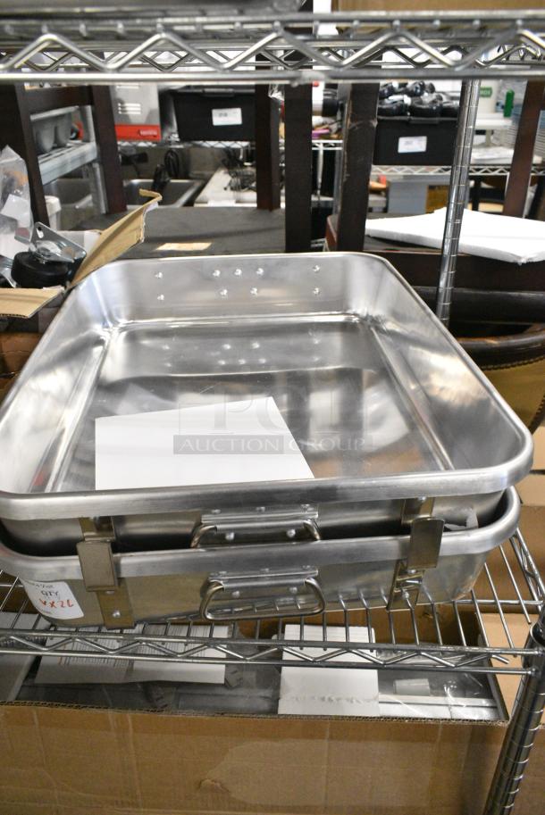 BRAND NEW! Lot of 26 Items Including 2 Metal Baking Roasting Pans, 12 Red Poly Tumblers and 12 Amber Colored 1/9 Size Drop In Bins. - Image 7 of 9