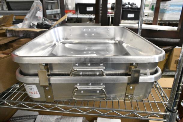 BRAND NEW! Lot of 26 Items Including 2 Metal Baking Roasting Pans, 12 Red Poly Tumblers and 12 Amber Colored 1/9 Size Drop In Bins. - Image 8 of 9
