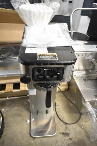 BRAND NEW SCRATCH AND DENT! Bunn 53100.0101 BrewWISE ICB-DV Tall Infusion Series Stainless Steel Automatic Coffee Brewer - Dual Voltage. 120 Volts, 1 Phase.