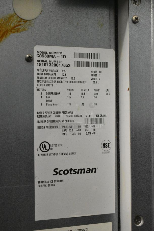 Scotsman C0530MA-1D Stainless Steel Ice Machine Head on Lancer Metal Commercial Carbonated Beverage Machine. 115 Votls, 1 Phase. - Image 10 of 10