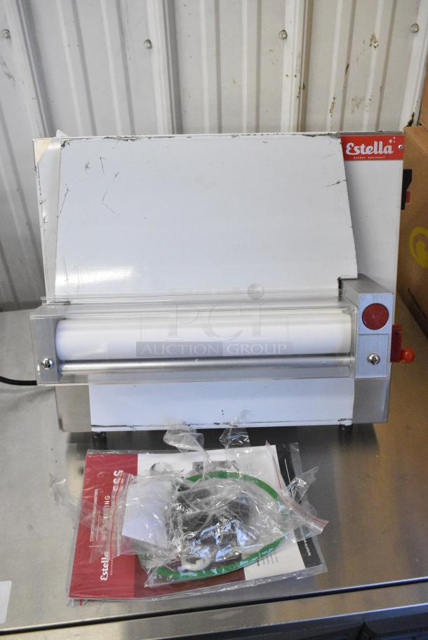 BRAND NEW SCRATCH AND DENT! Estella 348EDS12S Stainless Steel Commercial 12" Countertop One Stage Dough Sheeter. 120 Volts, 1 Phase. - Image 1 of 7