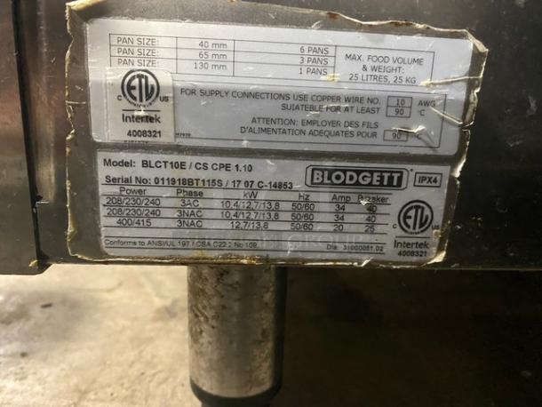 Sweet! Blodgett Commercial Stainless Steel Electric Powered Boilerless Mini Size Combi Oven! With Built In Pan Holding Rack! With Android-Based Touch Screen Controls! With Hand Shower Attachment! Model: BLCT-10E SN: 011918BT115S! 208V 3 Phase! On Legs! Working When Removed! - Image 10 of 11