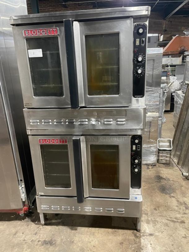 Nice! Blodgett Commercial Stainless Steel Natural Gas Powered Double Stacked Convection Oven! With Wire Oven Racks! SN: 021601RA025Z! On Legs! 2X Your Bid Makes One Unit! - Image 1 of 11
