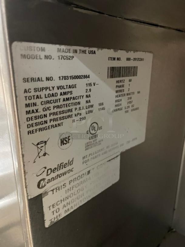 Delfield Commercial Stainless Steel 2 Drawer Refrigerated Chef Base! With Enclosed Storage Space Underneath! Model: 17C52P SN: 1703150002864! 115V 1 Phase! On Casters! - Image 7 of 8