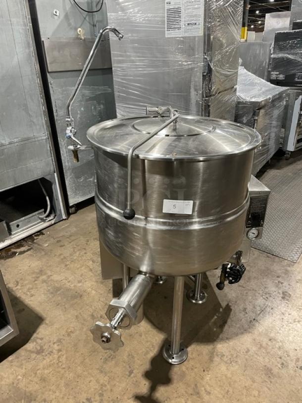WOW! Cleveland Range Commercial Slef Contained Stainless Steel Natural Gas Powered 40LB Stationary Steam Kettle! With Knob & Faucet! Model: KGL-40 SN: WT2697-93E-01! On Legs! - Image 1 of 10