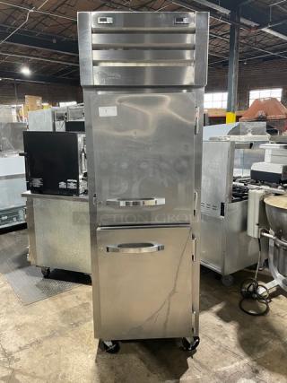 True Commercial Stainless Steel Dual Temp Half Door Refrigerator/Freezer Combo! With Wire Racks! Model: STA1DT-2HS SN: 8399619! 115V 1 Phase! On Casters!