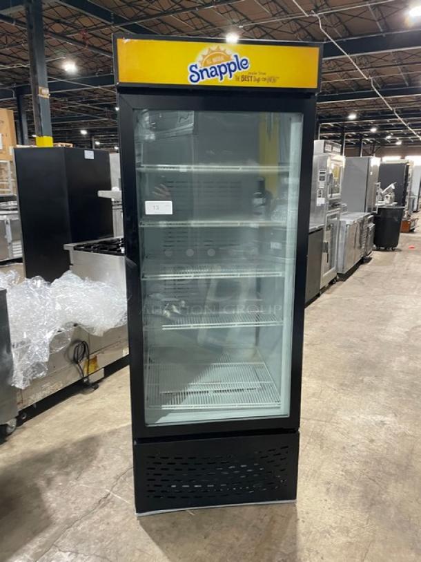 Universal Nolin By Beverage-Air Commercial Black Single Glass Door Reach In Refrigerator Merchandiser! With Poly Coated Wire Racks! Model: MC750-1 SN: 1609S12522! - Image 1 of 7