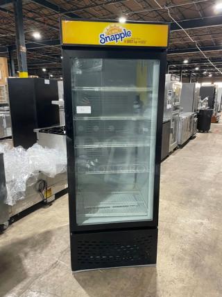 Universal Nolin By Beverage-Air Commercial Black Single Glass Door Reach In Refrigerator Merchandiser! With Poly Coated Wire Racks! Model: MC750-1 SN: 1609S12522!