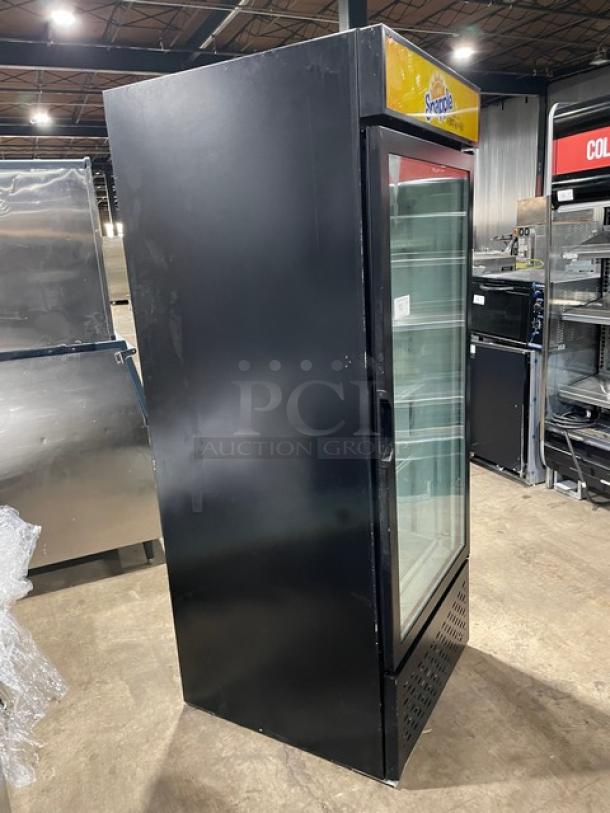 Universal Nolin By Beverage-Air Commercial Black Single Glass Door Reach In Refrigerator Merchandiser! With Poly Coated Wire Racks! Model: MC750-1 SN: 1609S12522! - Image 2 of 7