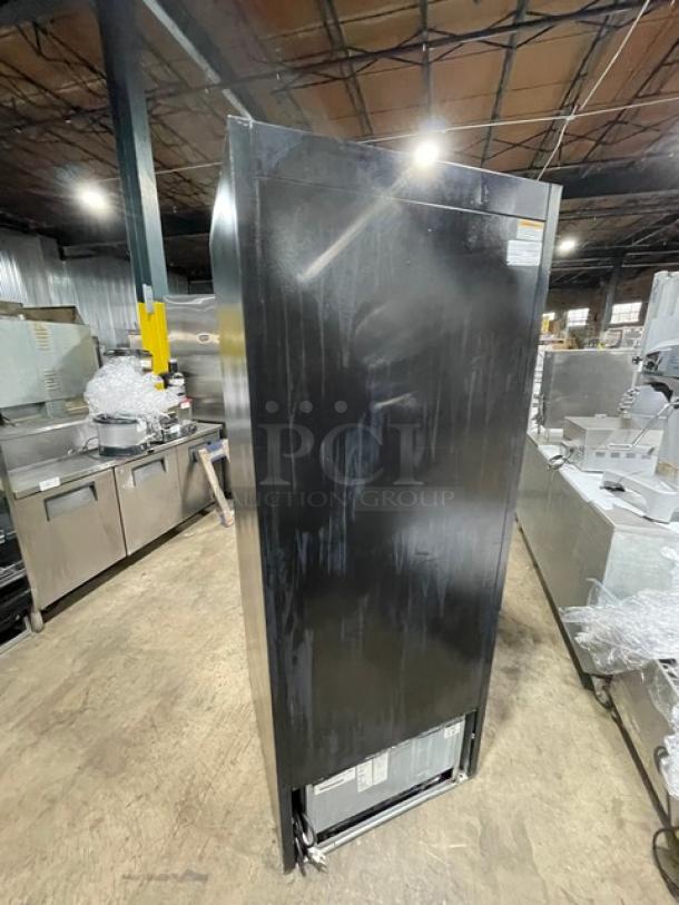 Universal Nolin By Beverage-Air Commercial Black Single Glass Door Reach In Refrigerator Merchandiser! With Poly Coated Wire Racks! Model: MC750-1 SN: 1609S12522! - Image 4 of 7