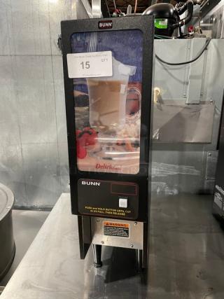 Bunn Commercial Countertop Fresh Mix Cappuccino / Espresso / Hot Chocolate Dispenser Machine! With Single Hopper! With Light Up Display! Model: FMD-1 SN: FMD0128120! 120V 1 Phase! On Legs!