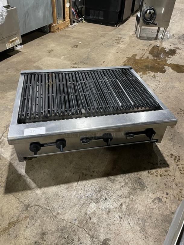 Nice! Radiance Series Commercial Stainless Steel Natural Gas Powered Countertop 36 Inch Char Broiler! With Cast Iron Burners! On Legs! - Image 1 of 8
