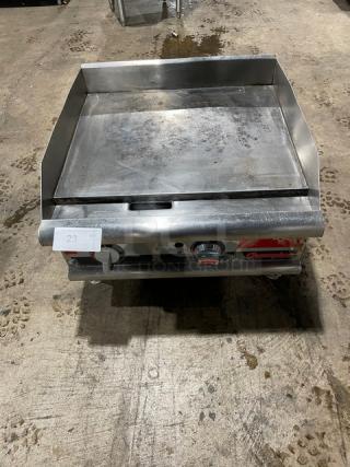 APW Wyott Champion Cook Series Commercial Stainless Steel Natural Gas Powered Countertop Flat Griddle! With Thermostatic Controls! With Back & Side Splashes! On Legs!