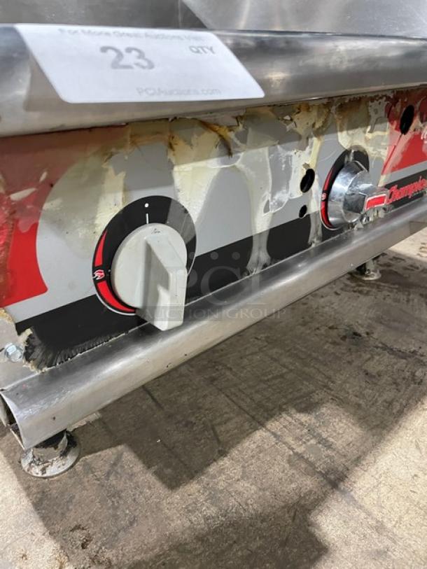 APW Wyott Champion Cook Series Commercial Stainless Steel Natural Gas Powered Countertop Flat Griddle! With Thermostatic Controls! With Back & Side Splashes! On Legs! - Image 6 of 7