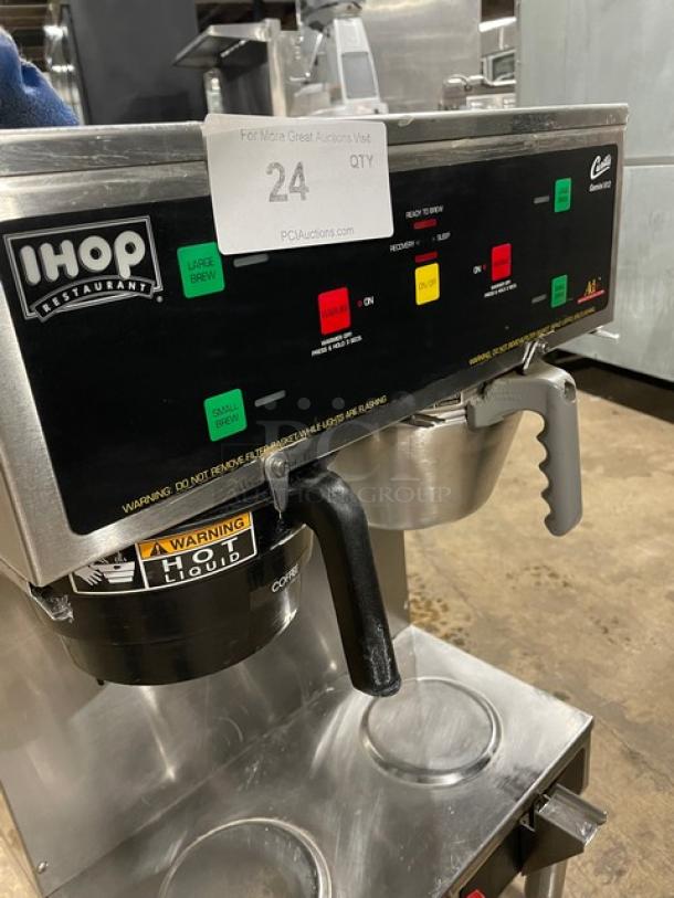 Wilbur Curtis IHop Style Gemini612 Series Commercial Stainless Steel Countertop Twin Coffee Brewer! With 2 Lower Warmers! Hot Water Dispenser! With Brew Funnels! Model: GEM612ILD1010 SN:10654103! 220V 1 Phase! On Legs! - Image 5 of 8