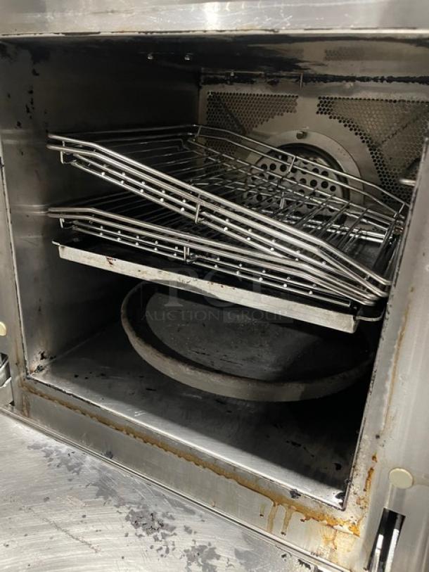 LATE MODEL! Merrychef Commercial Stainless Steel Electric Powered Countertop Rapid Cook Oven! With EasyTouch Icon-Driven Touchscreen! With Flat Turn-Table Plate, Baking/Roasting Pan & Wire Racks! Model: Eikon E3 SN: 1906213091188! 208/240V 1 Phase! Working When Removed! - Image 6 of 8