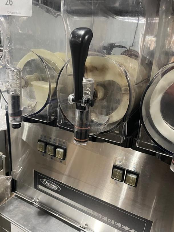 Omega Commercial Stainless Steel/Black Countertop Slushie/Smoothie Frozen Drink Machine! With 3 Clear Polycarbonate Mixing/Holding Containers! Model: OFS30 SN: 3FS16100070! 120V 1 Phase! - Image 6 of 8