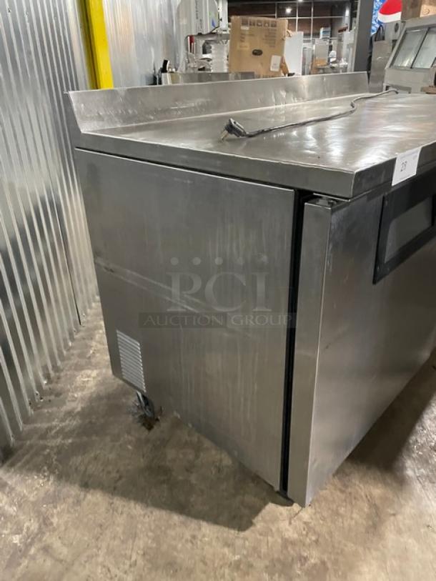 True Commercial Stainless Steel 2 Door Refrigerated Worktop Table! With Backsplash! With Poly Coated Wire Racks! Model: TWT-60 SN: 1-2972936! 115V 1 Phase! On Casters! - Image 2 of 9