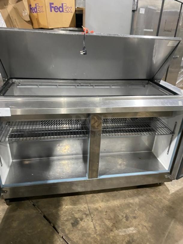 Kelvinator Commercial Stainless Steel 2 Door Refrigerated Bain Marie Style Mega Top Salad/Sandwich Prep Table! With Poly Coated Wire Racks! Model: KCHMT60.24 SN: 20820054! 115V! On Casters! - Image 5 of 9