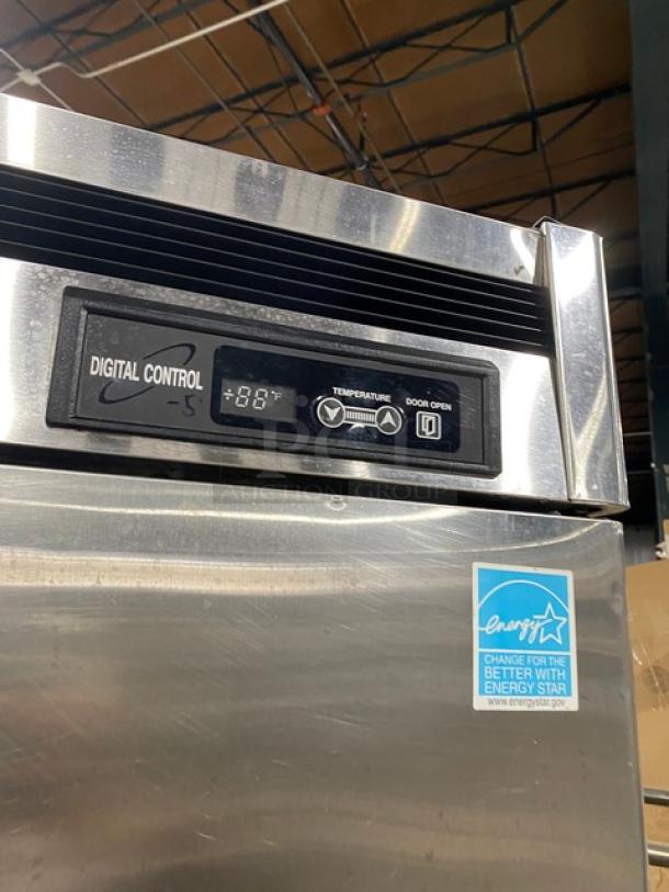 Maxx Cold Commercial Stainless Steel Solid 2 Door Reach In Freezer! With Poly Coated Wire Racks! With Digital Control! Model: MCF-49FD! 115V 1 Phase! On Casters! Powers On But Does Not Get Down To Temp! - Image 8 of 9