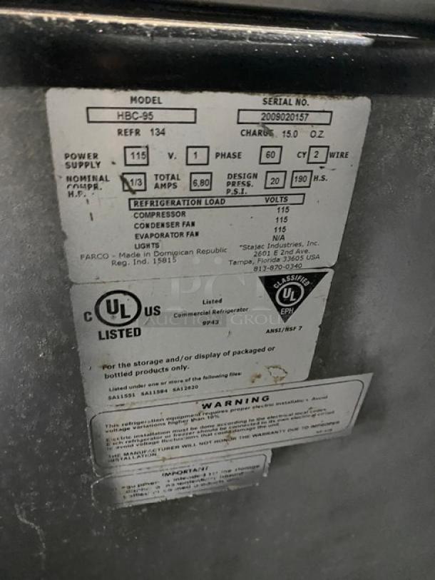 Migali Competitor Series Commercial Black Powder Coated Steel 95" Horizontal Bottle Cooler! With 3 Stainless Steel Sliding Lids! With Wire Rack Dividers! Model: HBC-95 SN: 2009020157! 115V 1 Phase! - Image 8 of 9