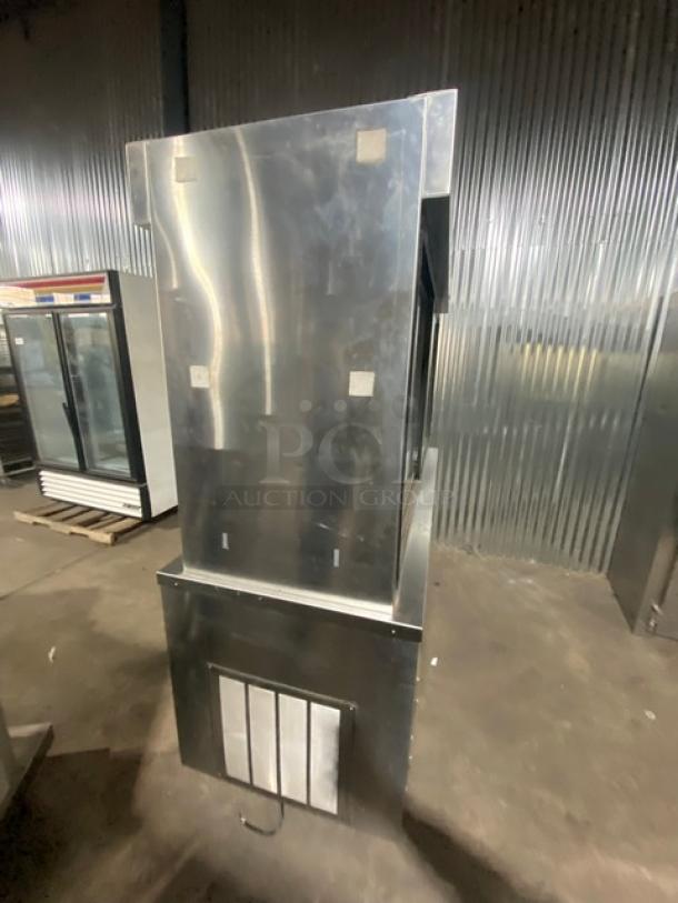 Delfield Commercial Stainless Steel Refrigerated Pass-Through Merchandiser Display Showcase! With 2 Tier Storage Base Underneath! With Adjustable Poly Coated Wire Rack! Model: 5PC72N SN: 0402036000912M! 120V 1 Phase! On Legs! - Image 3 of 9