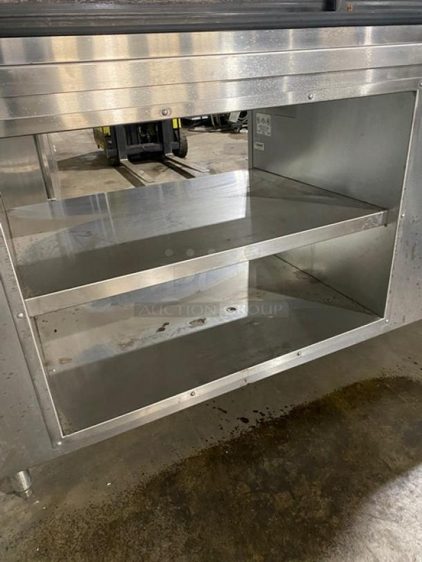 Delfield Commercial Stainless Steel Refrigerated Pass-Through Merchandiser Display Showcase! With 2 Tier Storage Base Underneath! With Adjustable Poly Coated Wire Rack! Model: 5PC72N SN: 0402036000912M! 120V 1 Phase! On Legs! - Image 7 of 9