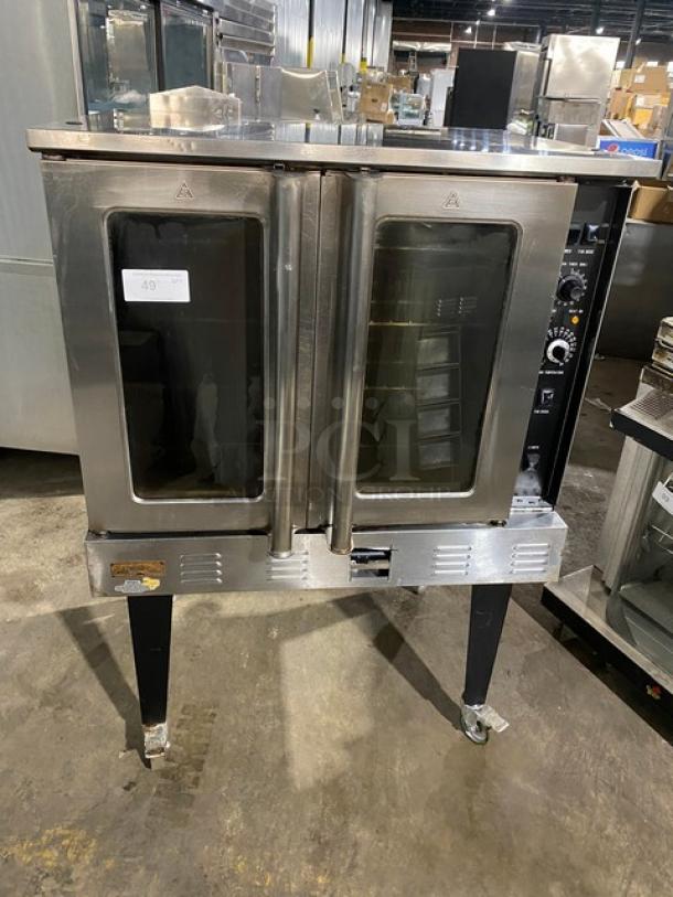 Copper Beech Range Commercial Stainless Steel Natural Gas Powered Single Stack Convection Oven! With Wire Oven Rack! On Legs With Casters! - Image 1 of 8