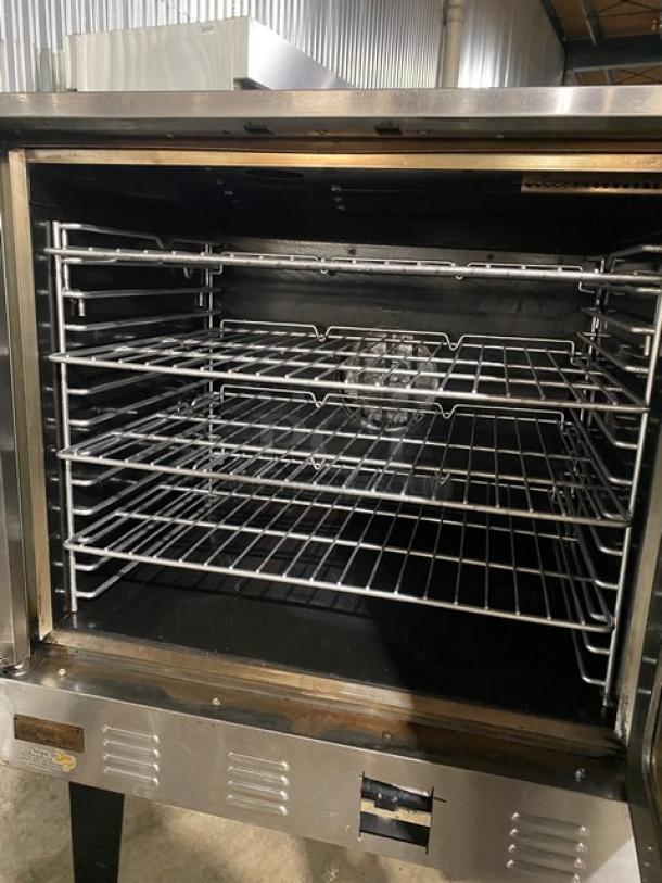 Copper Beech Range Commercial Stainless Steel Natural Gas Powered Single Stack Convection Oven! With Wire Oven Rack! On Legs With Casters! - Image 5 of 8