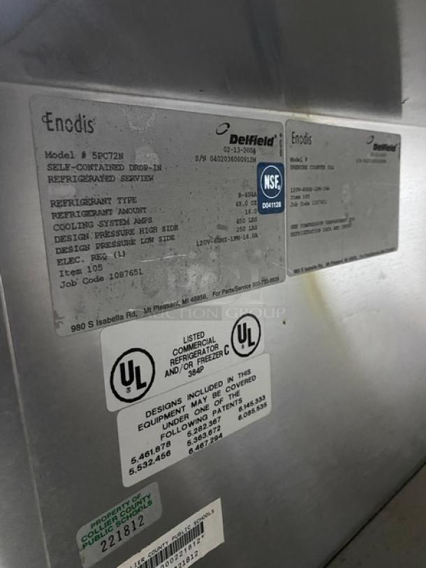 Delfield Commercial Stainless Steel Refrigerated Pass-Through Merchandiser Display Showcase! With 2 Tier Storage Base Underneath! With Adjustable Poly Coated Wire Rack! Model: 5PC72N SN: 0402036000912M! 120V 1 Phase! On Legs! - Image 8 of 9