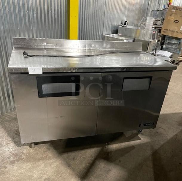 True Commercial Stainless Steel 2 Door Refrigerated Worktop Table! With Backsplash! With Poly Coated Wire Racks! Model: TWT-60 SN: 1-2972936! 115V 1 Phase! On Casters! - Image 1 of 9
