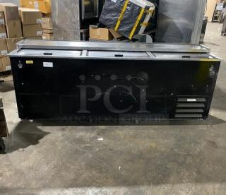 Migali Competitor Series Commercial Black Powder Coated Steel 95" Horizontal Bottle Cooler! With 3 Stainless Steel Sliding Lids! With Wire Rack Dividers! Model: HBC-95 SN: 2009020157! 115V 1 Phase!