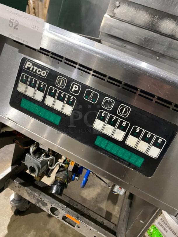 Pitco Solstice Supreme Series Commercial Stainless Steel Natural Gas Powered 75Lb Deep Fat Fryer! Enerygy Star Certified! With Backsplash & Fryer Basket Hanger! Model: SSH75 SN: G18CB091288! 115V! On Casters! Working When Removed! - Image 8 of 9