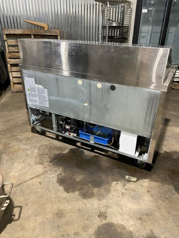 Dukers Commercial Stainless Steel 2 Door Refrigerated Bain Marie Style Mega Top Salad/Sandwich Prep Table! With Poly Coated Wire Racks! Model: DSP60 SN: DUK211103! 115V! On Casters! - Image 4 of 9