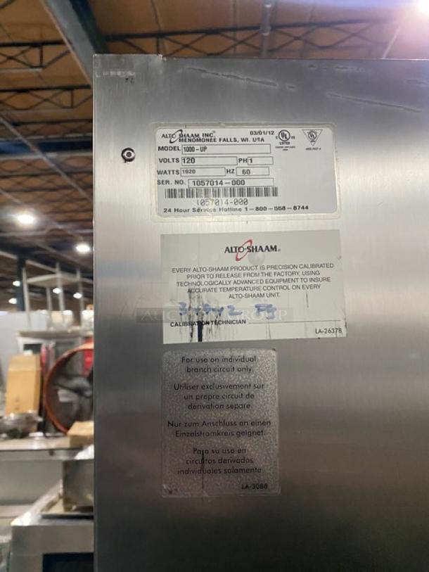 Alto-Shaam Halo Heat Series Commercial Stainless Steel Dutch Door Dual Compartment Mobile Heated Holding/Proofing Cabinet! With Wire Racks! Model: 1000-UP SN: 1057014-000! 120V 1 Phase! On Casters! - Image 5 of 9