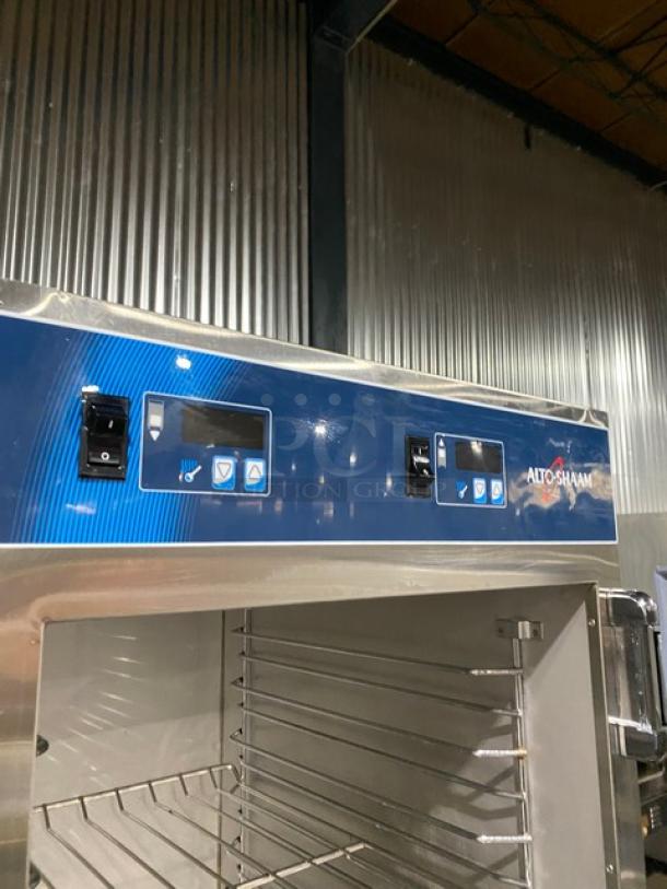 Alto-Shaam Halo Heat Series Commercial Stainless Steel Dutch Door Dual Compartment Mobile Heated Holding/Proofing Cabinet! With Wire Racks! Model: 1000-UP SN: 1057014-000! 120V 1 Phase! On Casters! - Image 8 of 9