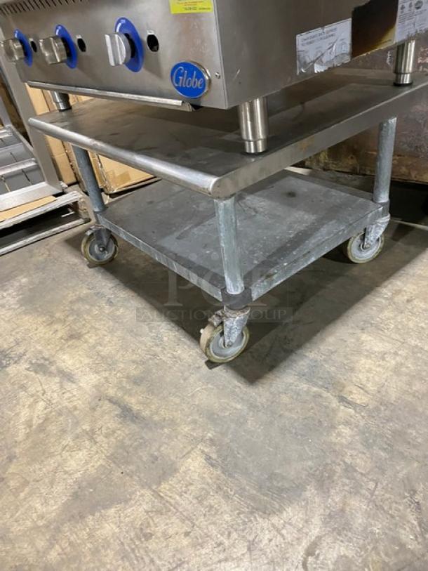 Globe Commercial Stainless Steel Natural Gas Powered Countertop Char Broiler! With Side Splashes! Model: GCB36G SN: 1714083783! On Single Shelf Equipment Cart With Casters! Working When Removed! - Image 7 of 9