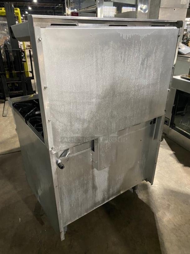 Commercial Stainless Steel Natural Gas Powered 6 Burner Range & Oven Combo! With Back Splash & Overhead Salamander Shelf! With Wired Oven Rack! On Legs! - Image 3 of 9