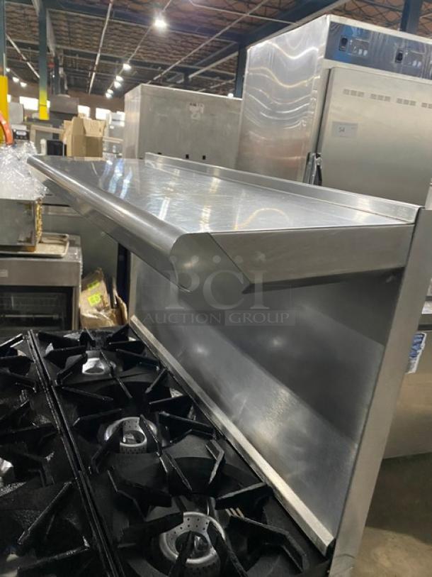 Commercial Stainless Steel Natural Gas Powered 6 Burner Range & Oven Combo! With Back Splash & Overhead Salamander Shelf! With Wired Oven Rack! On Legs! - Image 8 of 9